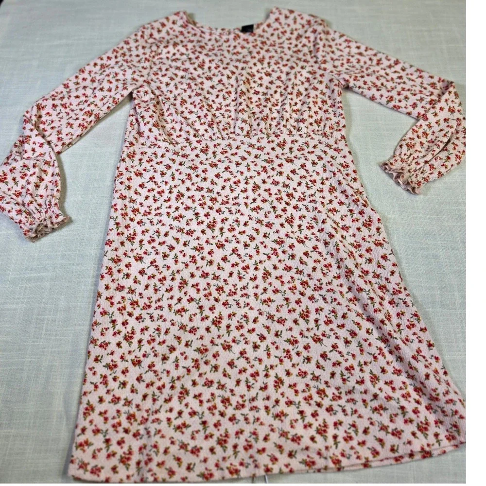 Art Class Girls XXL 16/18 Pink Floral Long Sleeve Textured Seersucker Dress